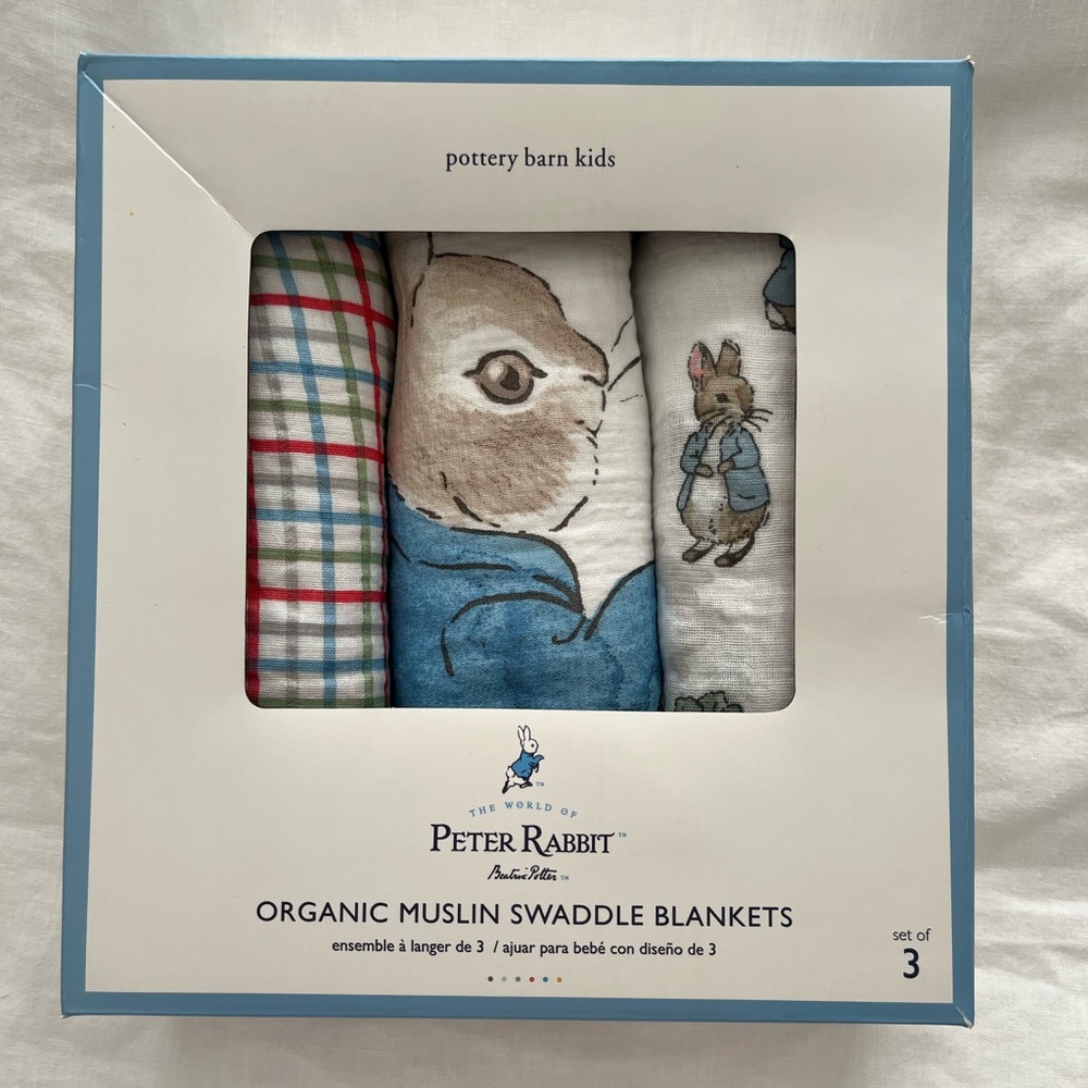 Peter Rabbit Organic Muslin Swaddle Blankets Set